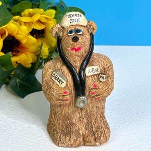 VERY RARE‎ Vintage Animal Antics Nurse Sue LPN RN Bear 4.25" Resin Figurine